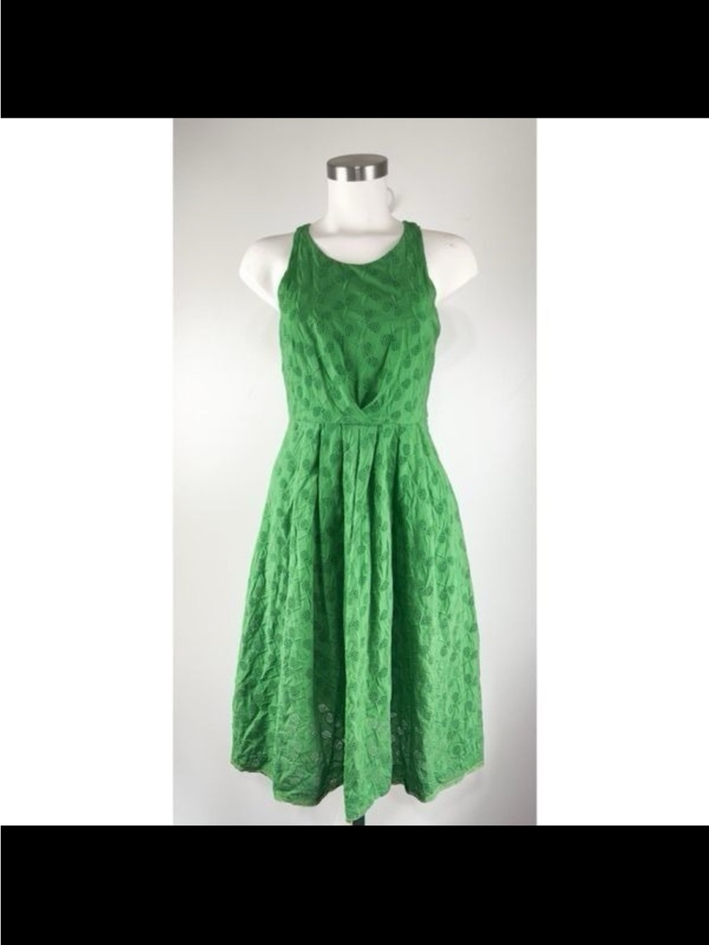 ANTHROPOLOGIE Grass Green A-line Dress size 6 Eyelet Tennis Rackets Pockets